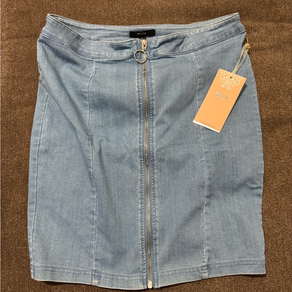 BeBop Light Blue Denim Pencil Skirt